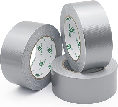 BOMEI PACK Reinforced Duct Tape 3 Rolls 48mm x 32m Silver Waterproof