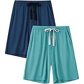 EA'S SECRET Men’s Pajama Shorts Summer Sleeping Shorts Rayon Made From Bamboo Pajama Shorts for Men with Pockets