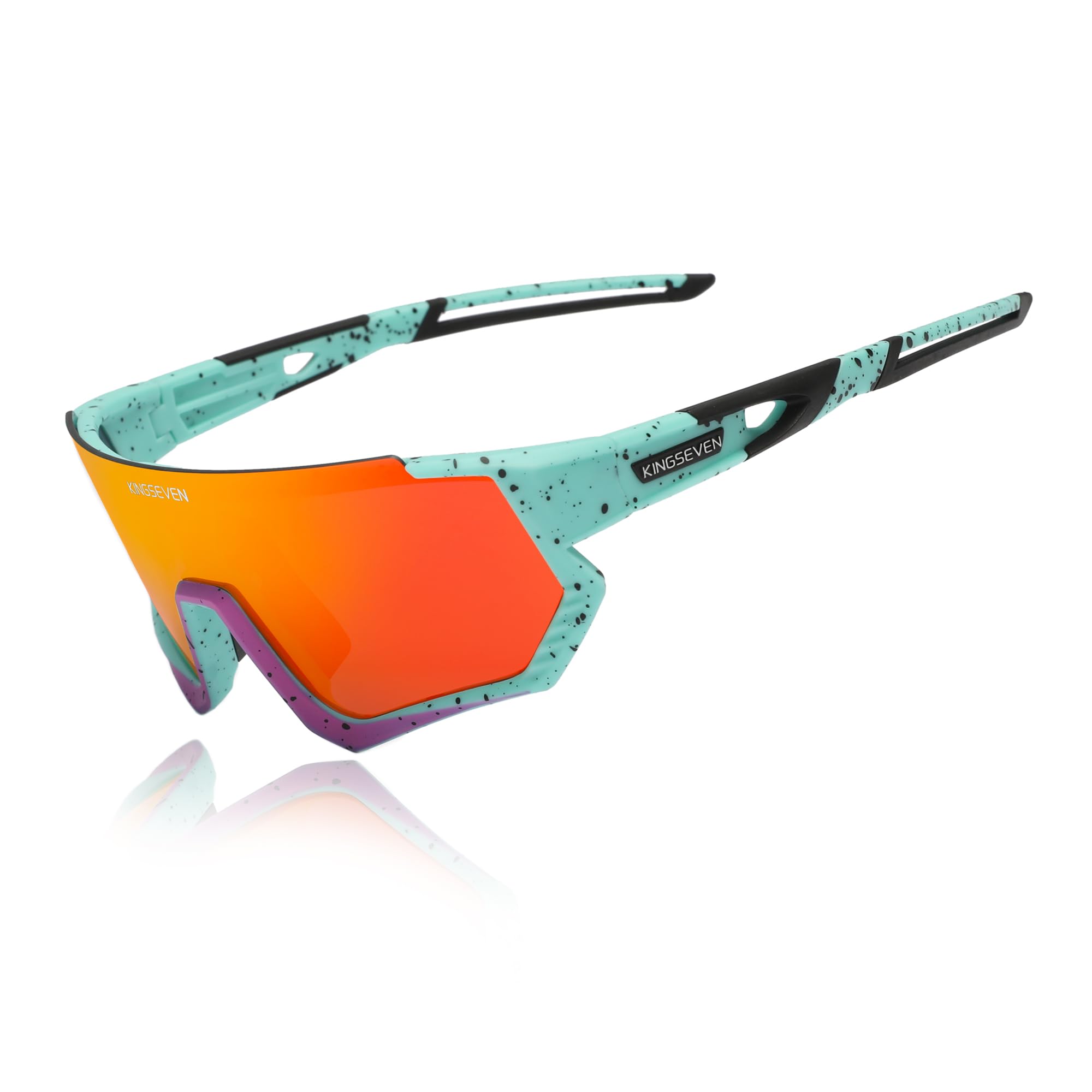 KINGSEVEN Polarized Cycling Sunglasses Men Sports Sunglasses Mtb Bicycle Glasses UV400 Protection LS910 (LS910-C01 Limited Red)