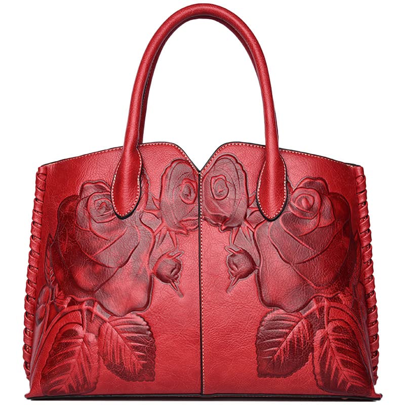 NIYUTA Women Top-Handle Bag Shoulder Bag Classical Ladies Tote Bag Messenger Bag Travel Waterproof PU Leather Claret