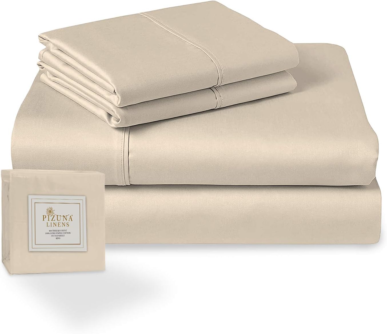 Pizuna Linens 400 Thread Count Sheet Set, 100 Long Staple