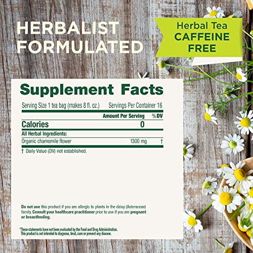 TRADITIONAL MEDICINALS TEA, ORGANIC CHAMOMILE, CALMING, CALMS YOUR NERVES, SUPPORTS HEALTHY DIGESTION, 96 TEA BAGS (6 PACK)