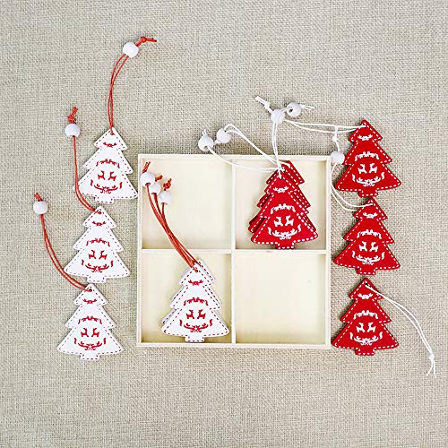 DZT1968  Xmas DIY Wooden Pendant Christmas Tree Festival Party Decoration Hang Ornament Snowflakes Star Tree Reindeer Living Room Bedroom Indoor Decor (E)