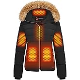 HEARTOVA Graphene Women Heated Puffer Jacket with 18400 mAh Battery Pack