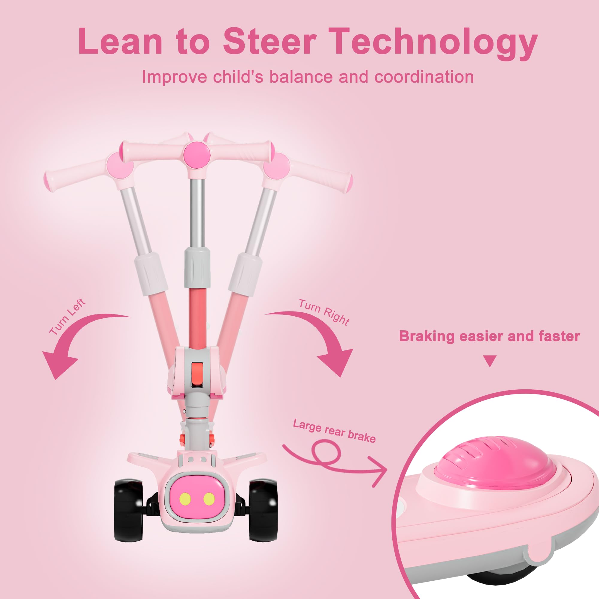 Unbreakable & Never Fall Down 2-in-1 Scooters Kids 3 Wheel Kick Scooter for Boys Girls Ages 3-8, Adjustable Height & Seat, Widened Non-Slip Deck, More Safer for Beginner Toddlers