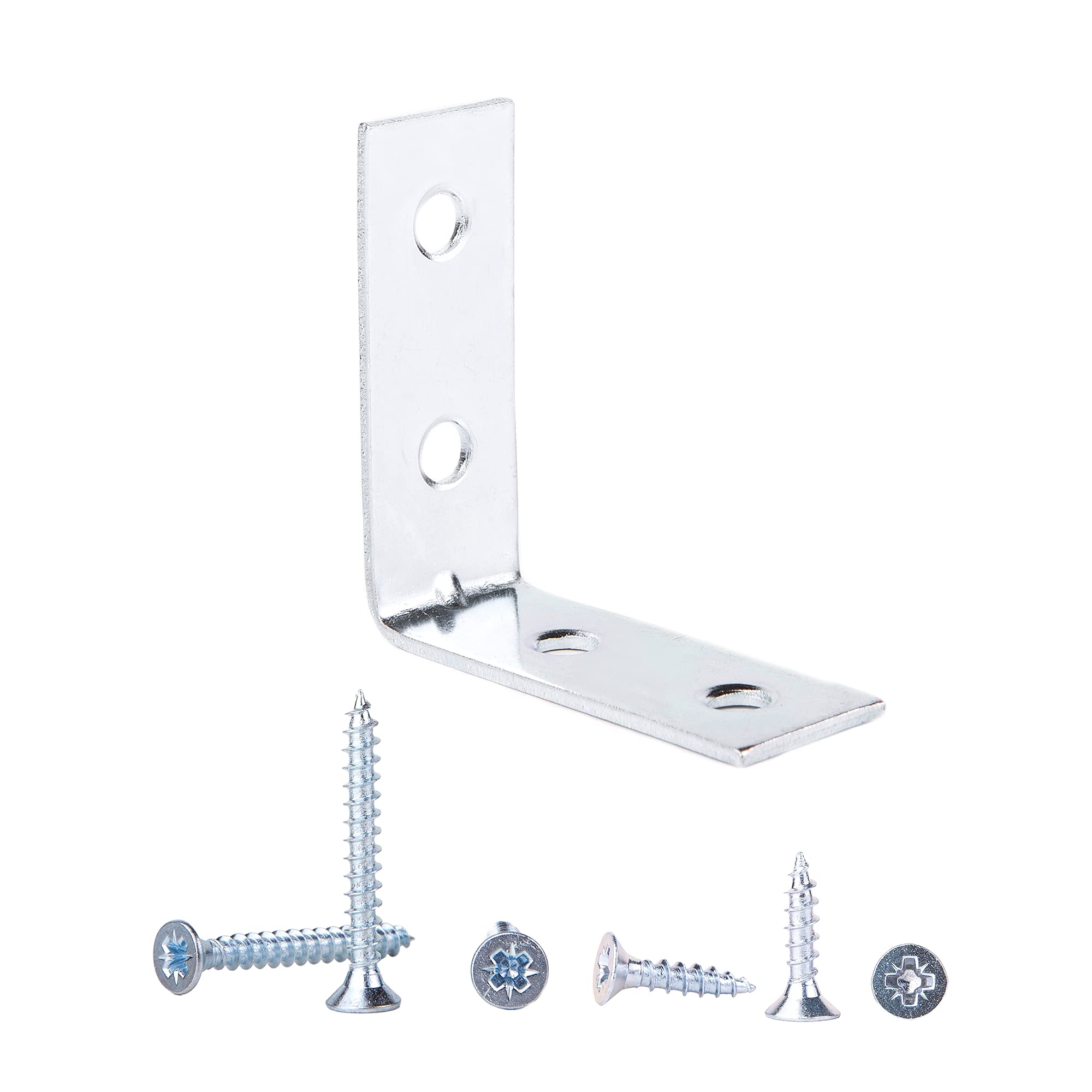 (Pack of 20 pcs) 40 x 40 mm Hardware Bright Zinc Plated Galvanized Steel Corner Joint 90 Degree Braces Brackets Plates with Screws Included (20)