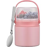 2-in-1 Insulated Food Jar with a Snack Container - 15oz Kids Soup Thermo for Hot Food with Handle and Spoon, Leak Proof Bento Lunch Box Kids, Perfect for School & Travel, Pink