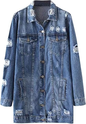destroyed long denim jacket
