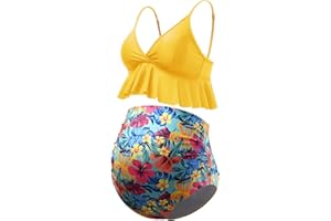 GINKANA Maternity Bikini Set Flounce Swimsuit Bathing Suit Top Swimwear Bottom Bathing Suits