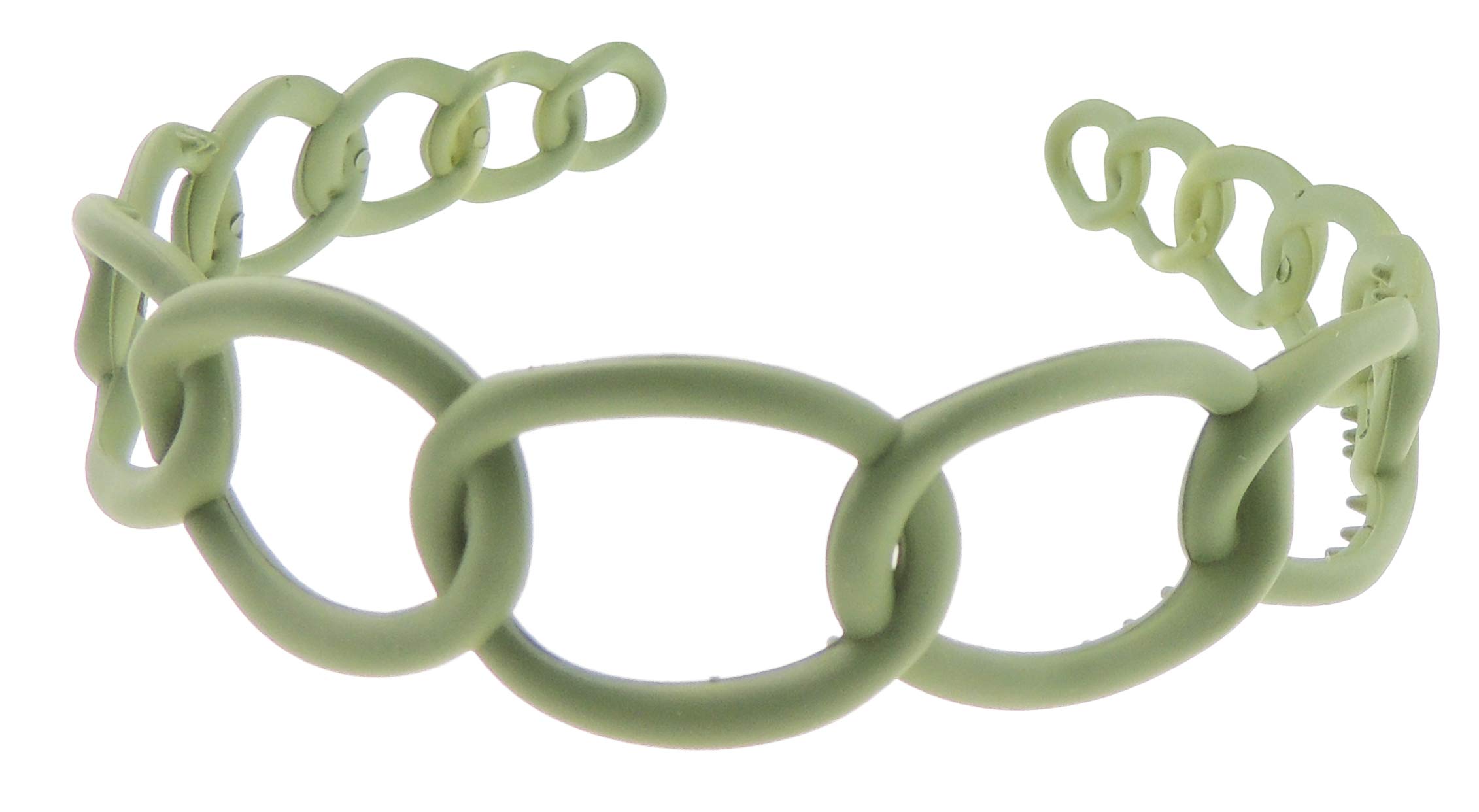 GIRLS SMALL HEAD LADIES School Uniform Birthday Party Hair Accessories Plain Plastic Strong Teeth Wide Circles Chain Links Stencil Short Long Hair Headband Alice Band Hairband (Matte Olive)