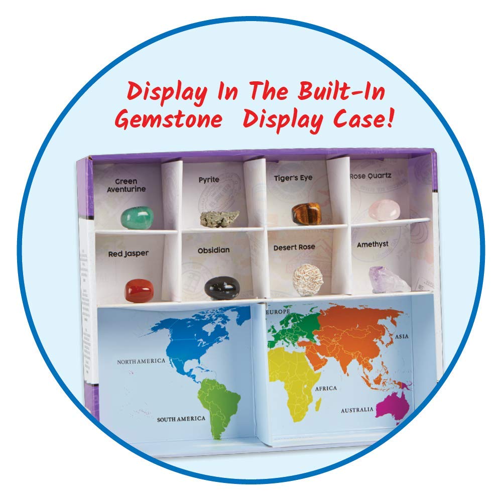 hand2mind World of Gemstones Dig Kit, 8 Real Gemstones to Uncover, Gemstone Display Case, Gem Digging Kit for Kids, Gem Dig Kit, Geology for Kids, Dig Kits for Kids, Fun Homeschool Supplies