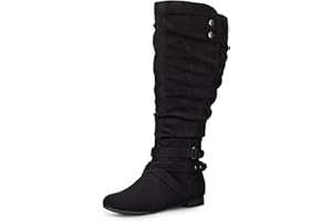 mysoft Womens Extra Wide Calf Boots Knee High Slouchy Flat Wide Width Tall Shoes Side Zippers