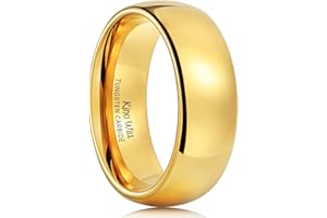 King Will Glory Men's 4mm 6mm 8mm Tungsten Carbide Ring 24k Gold Plated Rose Gold Plated Domed Polished Finish Wedding Band