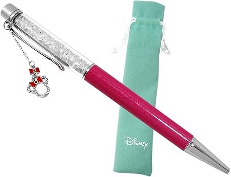 Amazon スワロフスキー ボールペン ディズニー Swarovski Disney 巾着付き ミッキー ミニー キラキラ ボールペン ディズニー クリスマス ホワイトデー 限定 チャーム付き 替え芯 可能 名入れ 不可 ビビッドピンク クリスタル 並行輸入品 油性ボールペン 文房具
