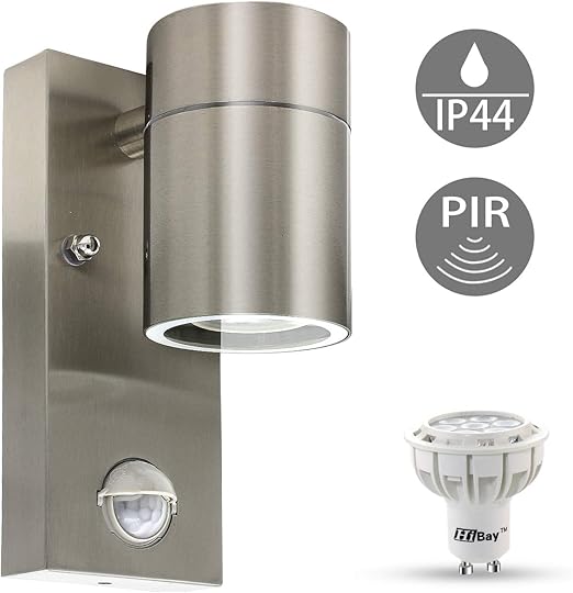 Stainless Steel Outdoor Single Down Wall Light PIR Motion Sensor