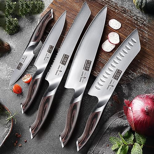HOSHANHO 6 Piece Kitchen Knife Set, Professional Chef Knife Set, Stainless Steel Kitchen Knife Set with Magnetic Knife Holder
