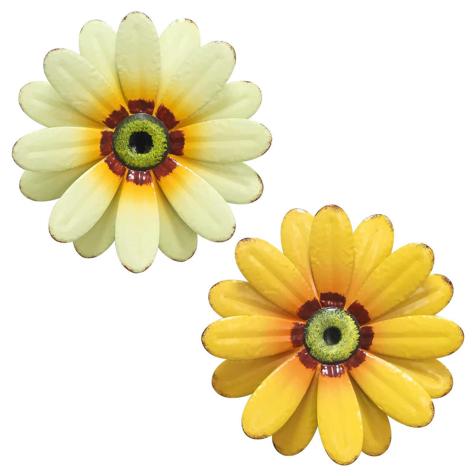 Photo 1 of YEAHOME 10'' Sunflower Wall Decor, Metal Flower Wall Art Decorations, Sunflower Spring Yard Garden Decor Hanging for Kitchen, Bathroom, Handmade Gift for Indoor or Outdoor, Set of 2 Wall Sculptures