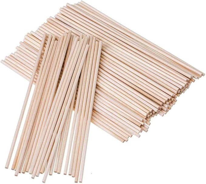 100 Piezas Madera Palos Redondos,Palos Madera Manualidades,Varillas de Madera de Bamb&uacute;,Adecuado para Decoraci&oacute;n, Proyectos infantiles, Manualidades y Manualidades