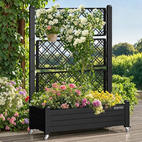 DWVO 3.6 x 1.5 x 5 FT Raised Garden Bed with Trellis, Large Outdoor Planter Tre…