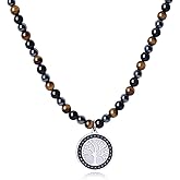 GAVU Triple Protection Beaded Necklace - Men's Life Tree Beaded Hematite Tiger Eye Obsidian Necklace
