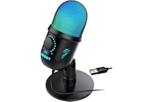 MRSDY USB Microphone, Condenser Computer RGB Podcast Mic for PS4/5, PC Gamer, Mac, Streaming, Recording, Gaming, Online Chat, Plug & Play, Mute Button, Volume Gain, Monitor, Noise Reduction