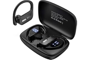 occiam Wireless Earbuds Bluetooth Headphones 48H Play Back Earphones in Ear Waterproof with Microphone LED Display for Sports Running Workout Black