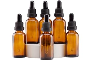 YIZHAO Amber Glass Dropper Bottle 1oz, Tincture Bottles with Glass Dropper, for Essential Oils, Aromatherapy, Cosmetic, Laboratory, Pharmacy, Liquids, Travel –6 Pcs