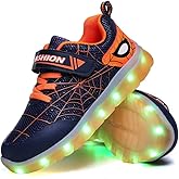 YUNICUS Kids Light Up Shoes Led Flash Sneakers with Spider Upper USB Charge for Boys Girls Toddles Best Gift for Birthday Thanksgiving Christmas Day