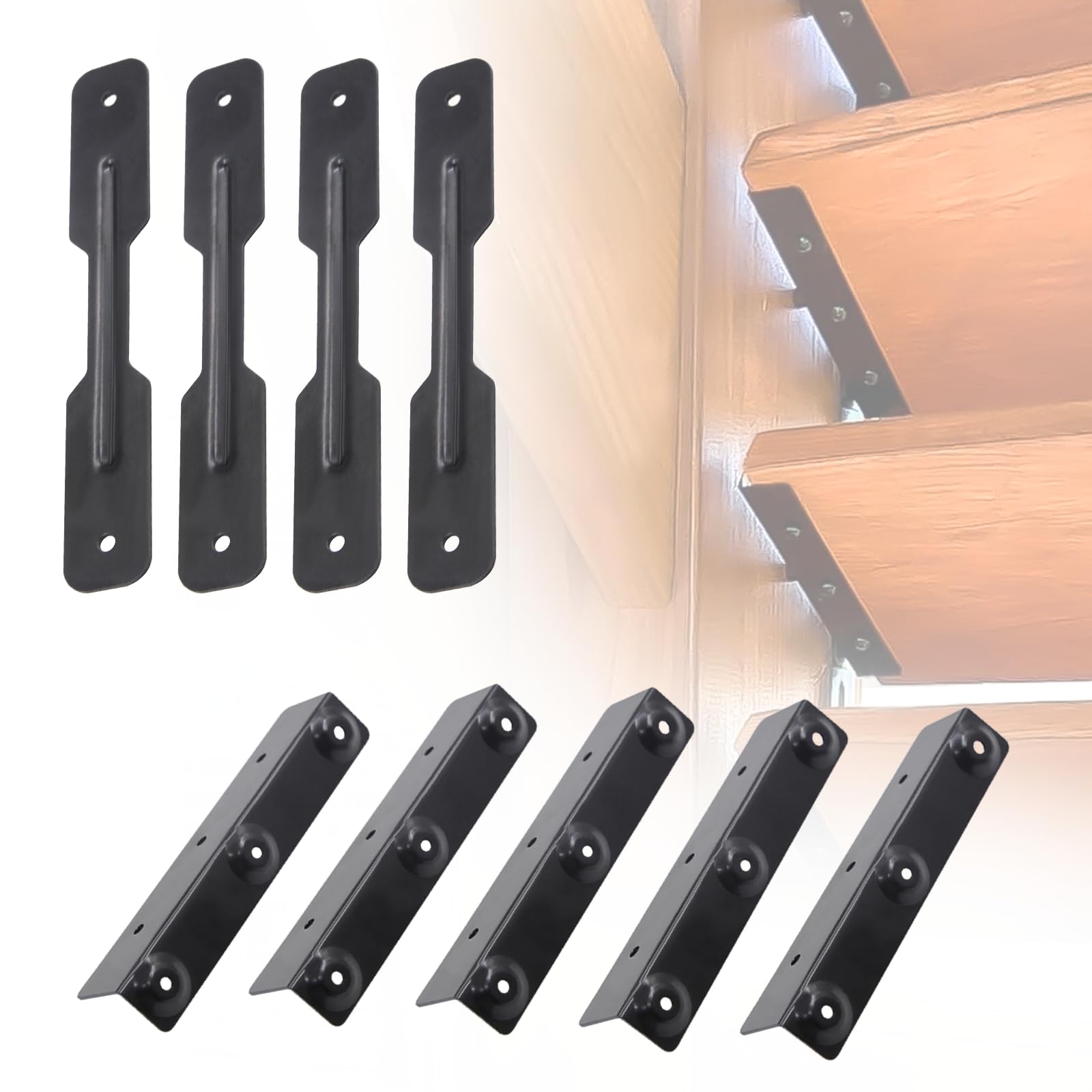 Photo 1 of Metal Deck Sunblind System, Louver Kit, Black Pergola Kit for Wood Blinds, Stainless Steel Louvers Bracket, Holding up to 11 Boards, for Deck, Fence, Pergola, Gazebo