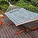 Lazy Daze Hammocks 12 FT Double Quilted Hammock with Spreader Bars and Detachable Pillow, 2 Person Hammock for Outdoor Patio Backyard Poolside, 450 LBS Weight Capacity, Blue Chevron Stripe