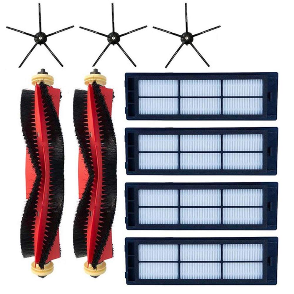 9-Pack Replacement for Xiaomi Roborock S5 Max S6 Pure S6 MaxV Roller Brushes HEPA Filter Mop Cloths Accessory (Black)