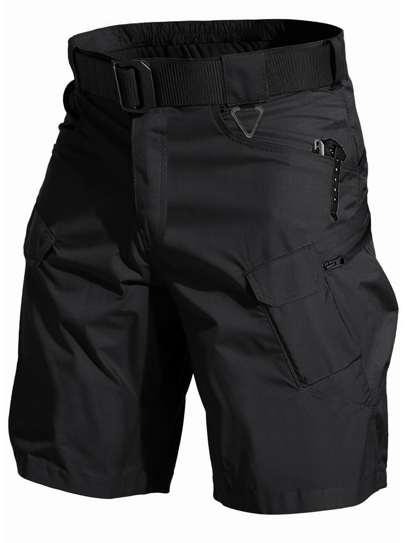 Photo 1 of AUTIWITUA Men's Hiking Cargo Shorts Quick Dry 9" Lightweight Tactical Work Shorts with Pockets(No Belt) Solid Black