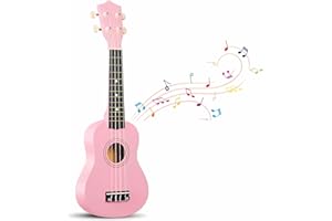 21 Inch 4 String Wooden Acoustic Guitar Ukulele Musical Instruments Perfect For Beginner (Pink)
