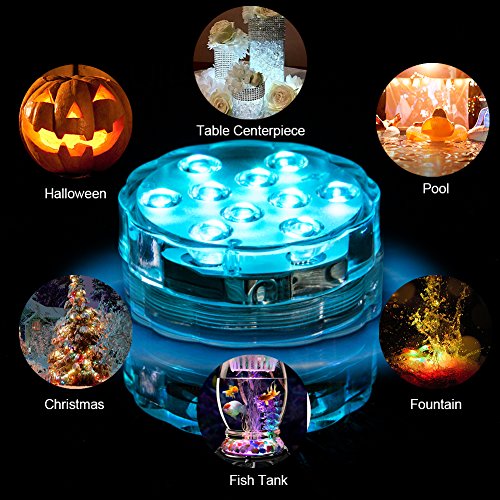 image for Homemory 3 Pack Submersible LED Lights with 3x Remote Control Underwat