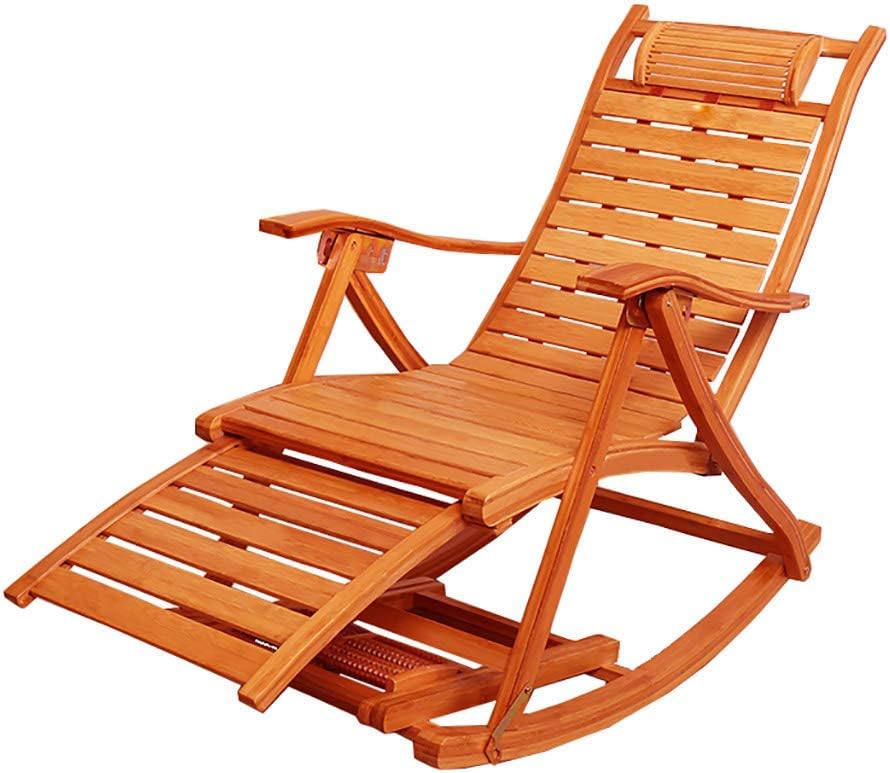 WFFF Faltbarer Liegestuhl aus Bambus, stabiler Schaukelstuhl