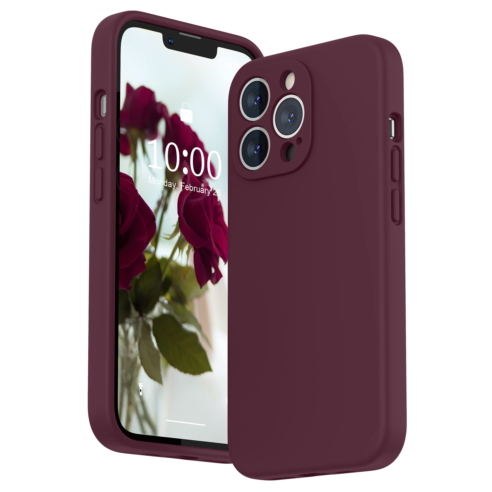 SURPHY Liquid Silicone Case for iPhone 13 Pro Case, Individual Protection for Each Lens Shockproof Rubber Full Body Thickened Design for iPhone 13 Pro 6.1 inch 2021, Plum — image 1