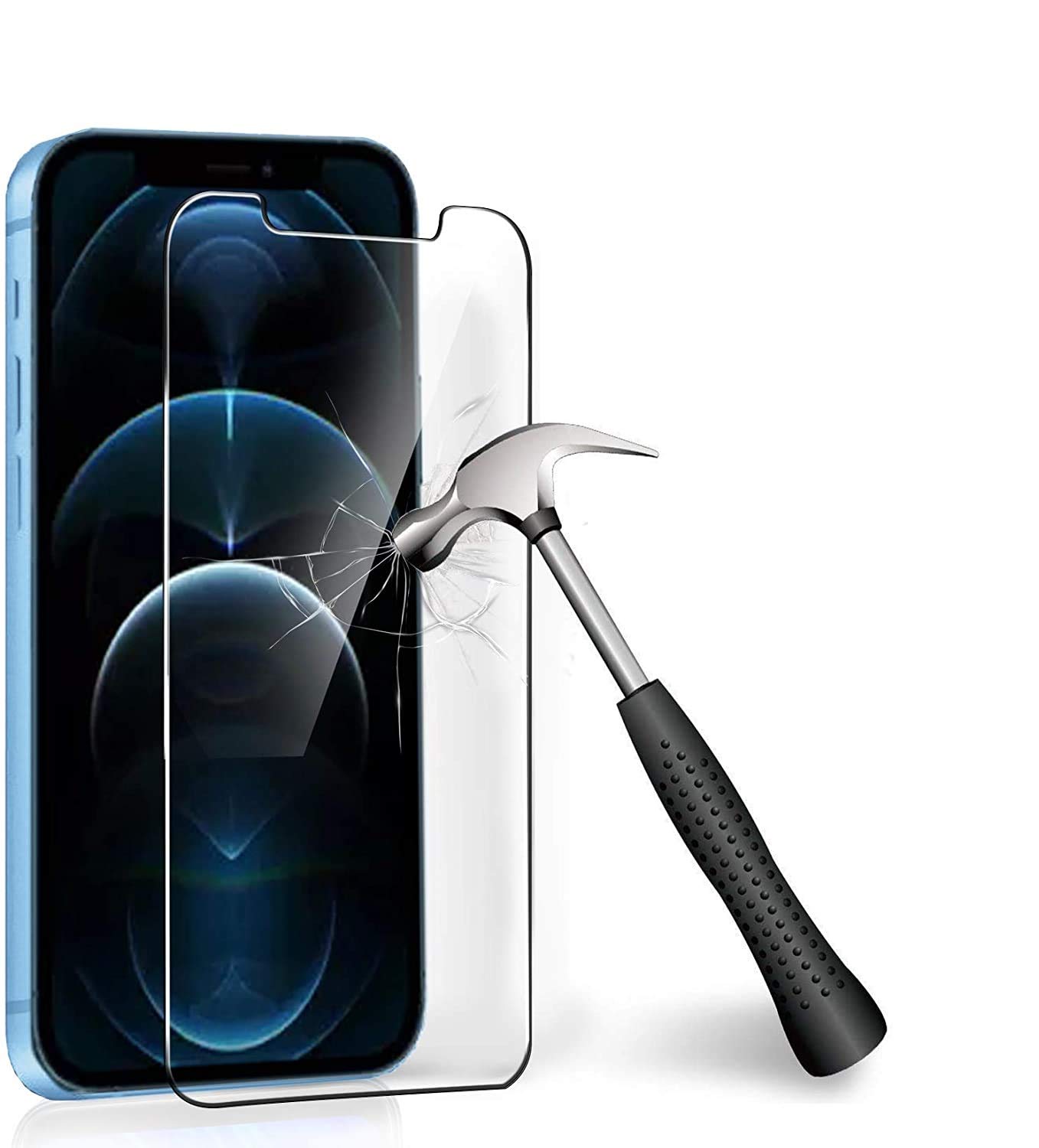 RKVMM Screen Protector For iPhone 12 Screen Protector, 6.1'', iPhone 12 Pro Tempered Glass Case-Friendly Curved 3D Tempered Glass Screen Protector Covers Flat Screen 9H Hardness Protector Pack of 2