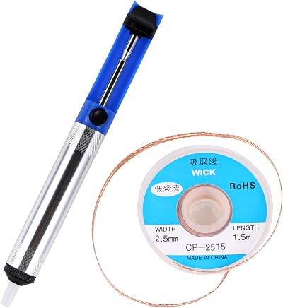 Desoldering Wick 2.5mm x 1.5m & Solder Sucker Pump Tool Blue