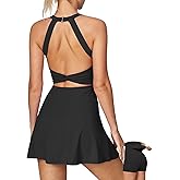Heathyoga Easy Peasy Tennis Dresses for Women with Shorts Underneath and Bra Athletic Dress for Women Golf Workout Dress