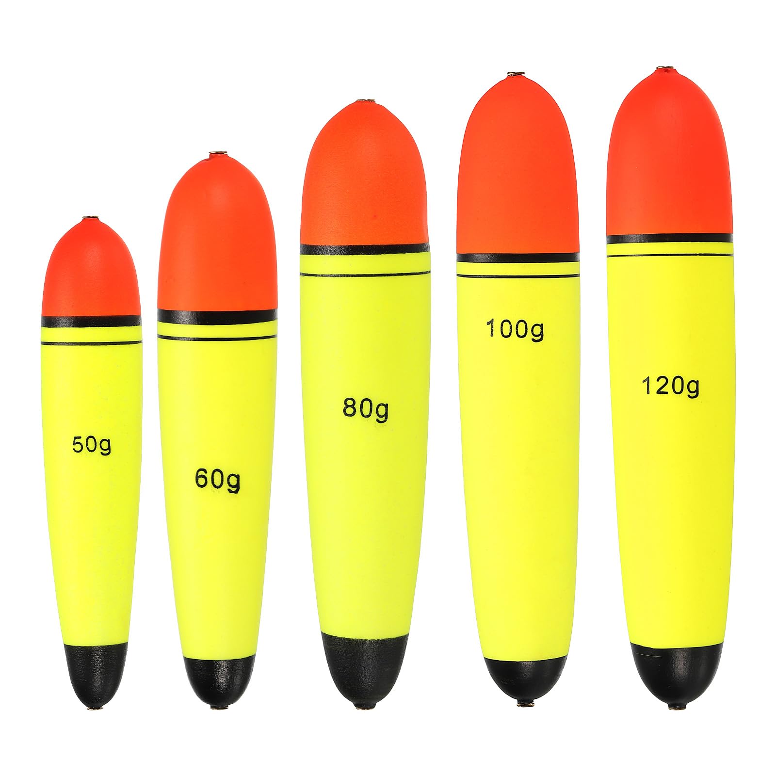 PATIKIL 1.8oz - 4.2oz Fishing Slip Bobbers, 5 Pack EVA Fishing Float for Sea Fishing Freshwater, Yellow