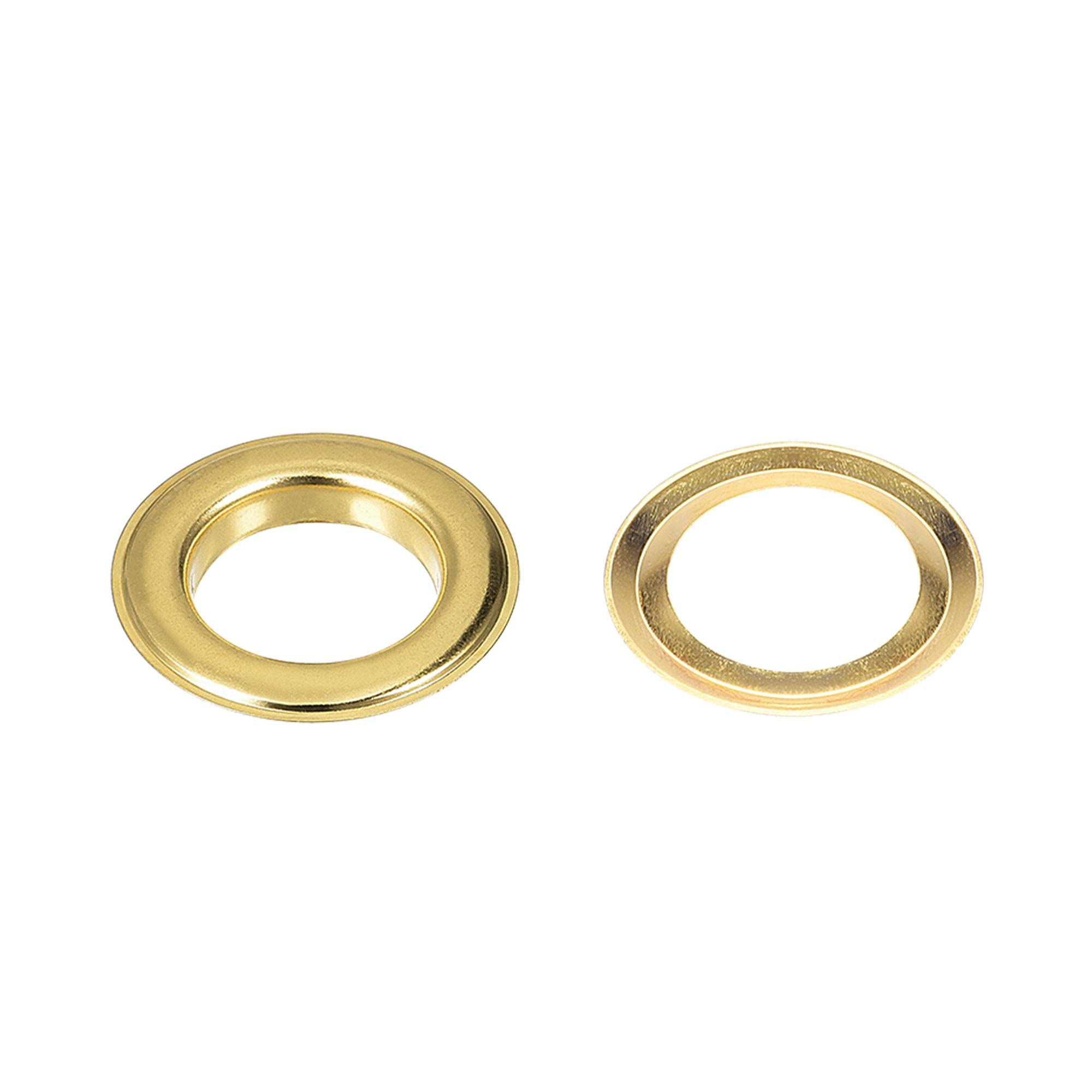 sourcing map 300 Sets 6mm 1/4" Hole Copper Grommets Eyelets Gold Tone for Fabric Leather Canvas Curtain Clothing