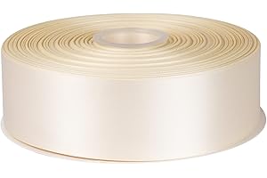 Fondersy 2" X 100 Yards Double Faced Satin Ribbon Ivory Polyester Ribbon for Gift Wrapping Wedding Decoration Floral Arrangem