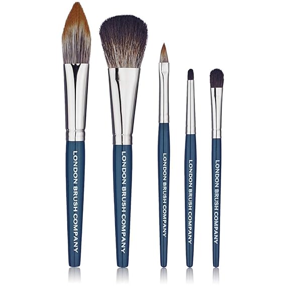 London Brush Company NouVeau Vegan Hair Travel Makeup Brush Set, 5 Piece Beauty