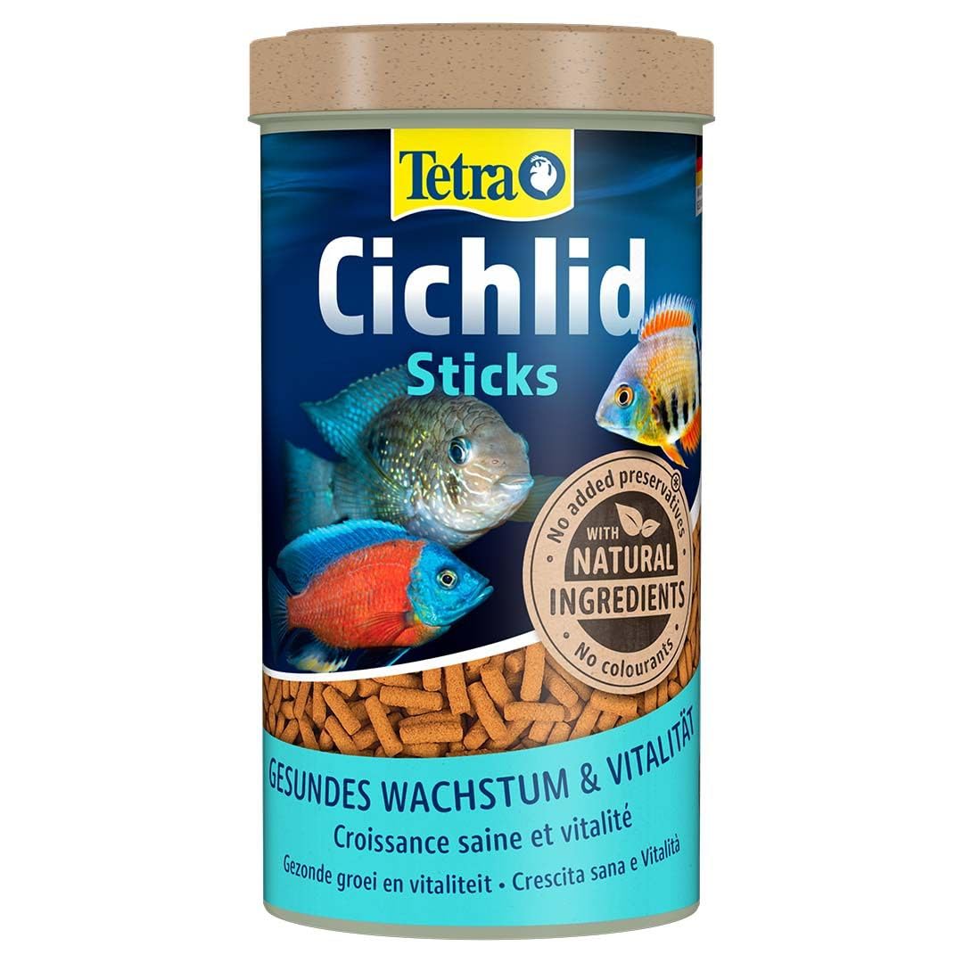 Tetra cichlid sticks (staple food for all cichlids and other large ornamental fish, floating food sticks), various sizes.
