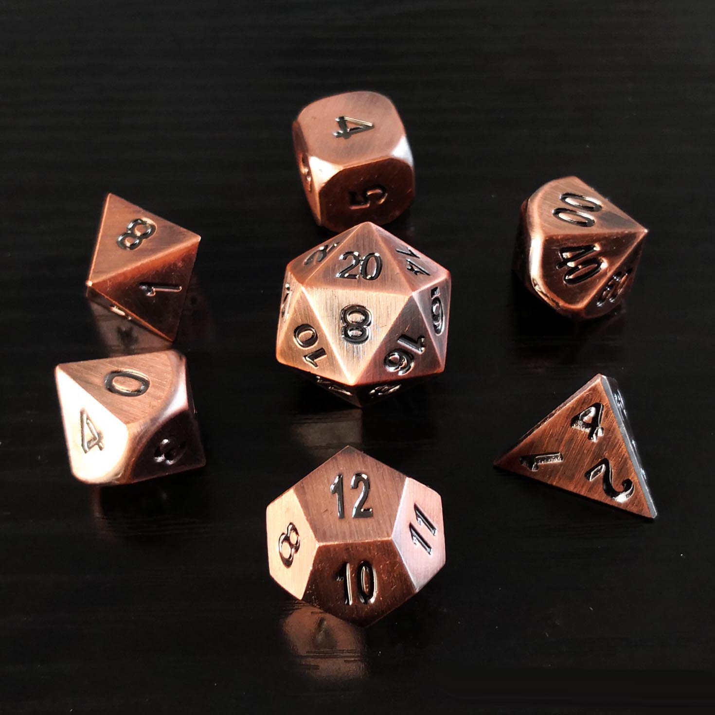 Bescon Heavy Duty Old Bronze Solid Metal Dice Set, Ancient Metallic Polyhedral D&D RPG Game Dice 7pcs Set — image 1