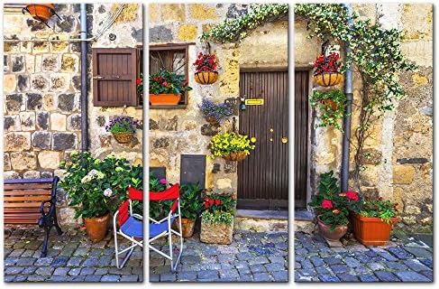 3 Pieces Modern Canvas Painting Wall Art The Picture For Home Decoration Charming Streets Of Medieval Villages Of Italy Bolsena Country Streetscape Print On Canvas Giclee Artwork For Wall Decor