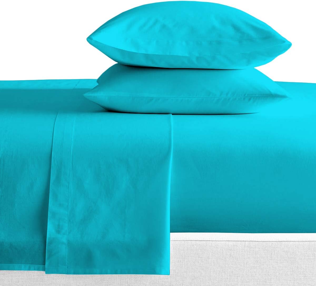 Amazon Com Sgi Bedding Egyptian Cotton Twin Sheet Set 39x75 15 Deep Pocket 600 Thread Count Turquoise Blue Solid Home Kitchen