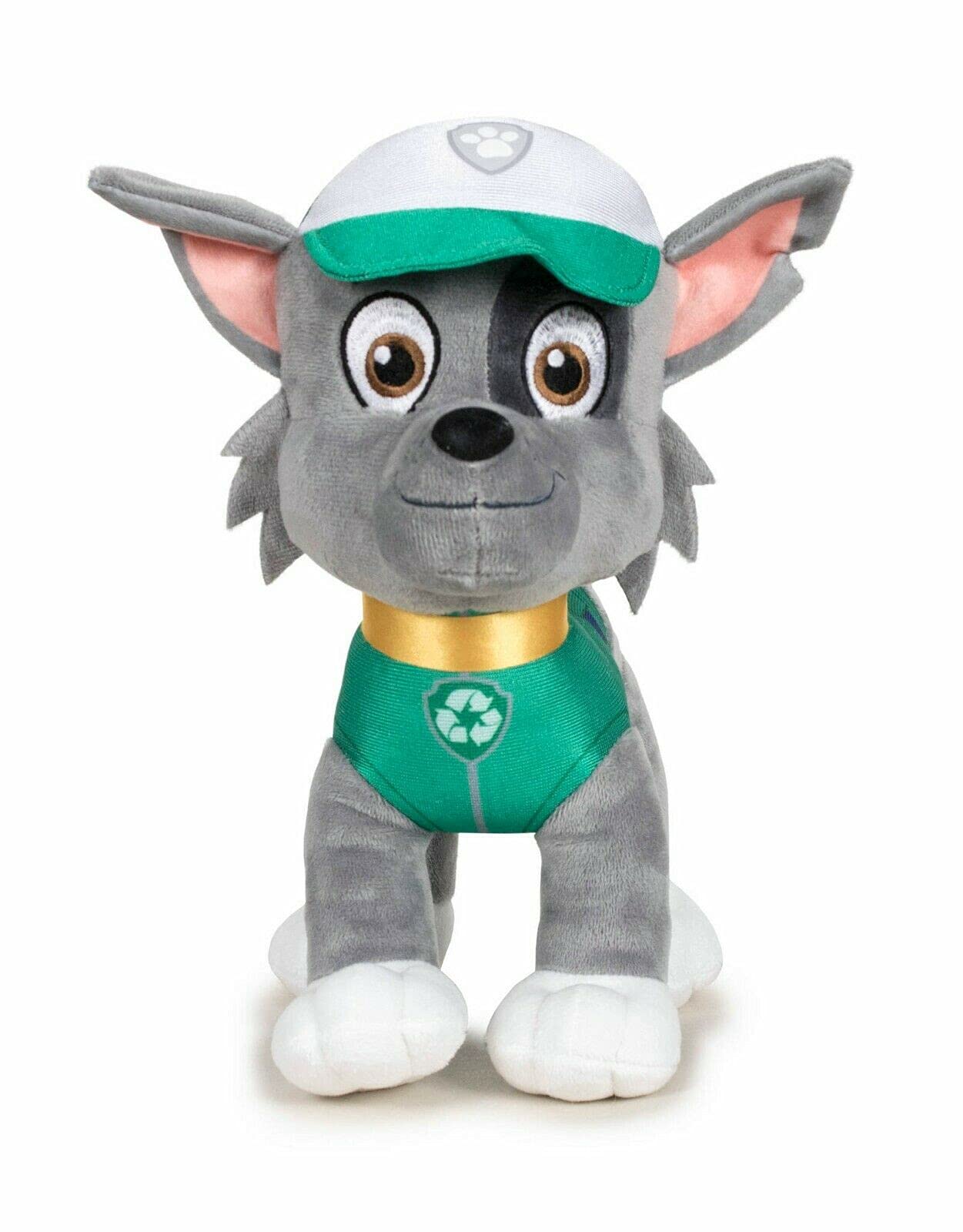 Paw Patrol Plush Dog Cuddly Toy Puppy, 19 cm Chase Marshall Rocky Rubble Sky Zuma Original Licensed Product for Children Gift Figures Soft Toy (Rocky)