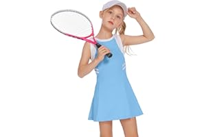 Zaclotre Girls Tennis Dress Cute Golf Outfit Sleeveless Workout Athletic Dresses with Shorts Pockets