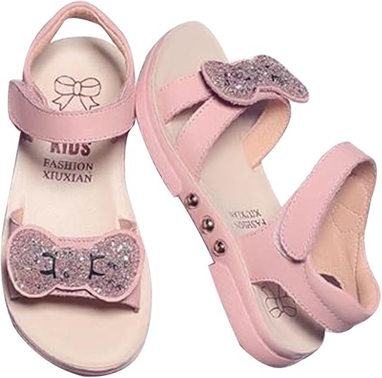 Amazon ジャンーウェ 子供 女の子 サンダル 柔らかい プリンセス ビーチサンダル 蝶結 キラキラ マジックテープ 歩きやすい かわいい Jiangwei ジャンーウェ サンダル